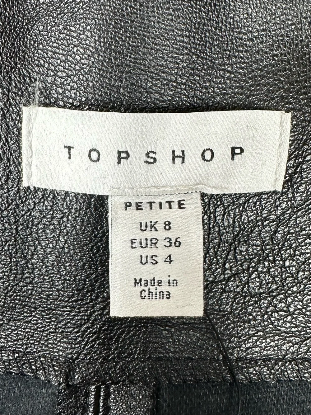 NWT Topshop Faux Leather Mini Skirt Size 4P Petite Belted Front Zipper Chic Edgy